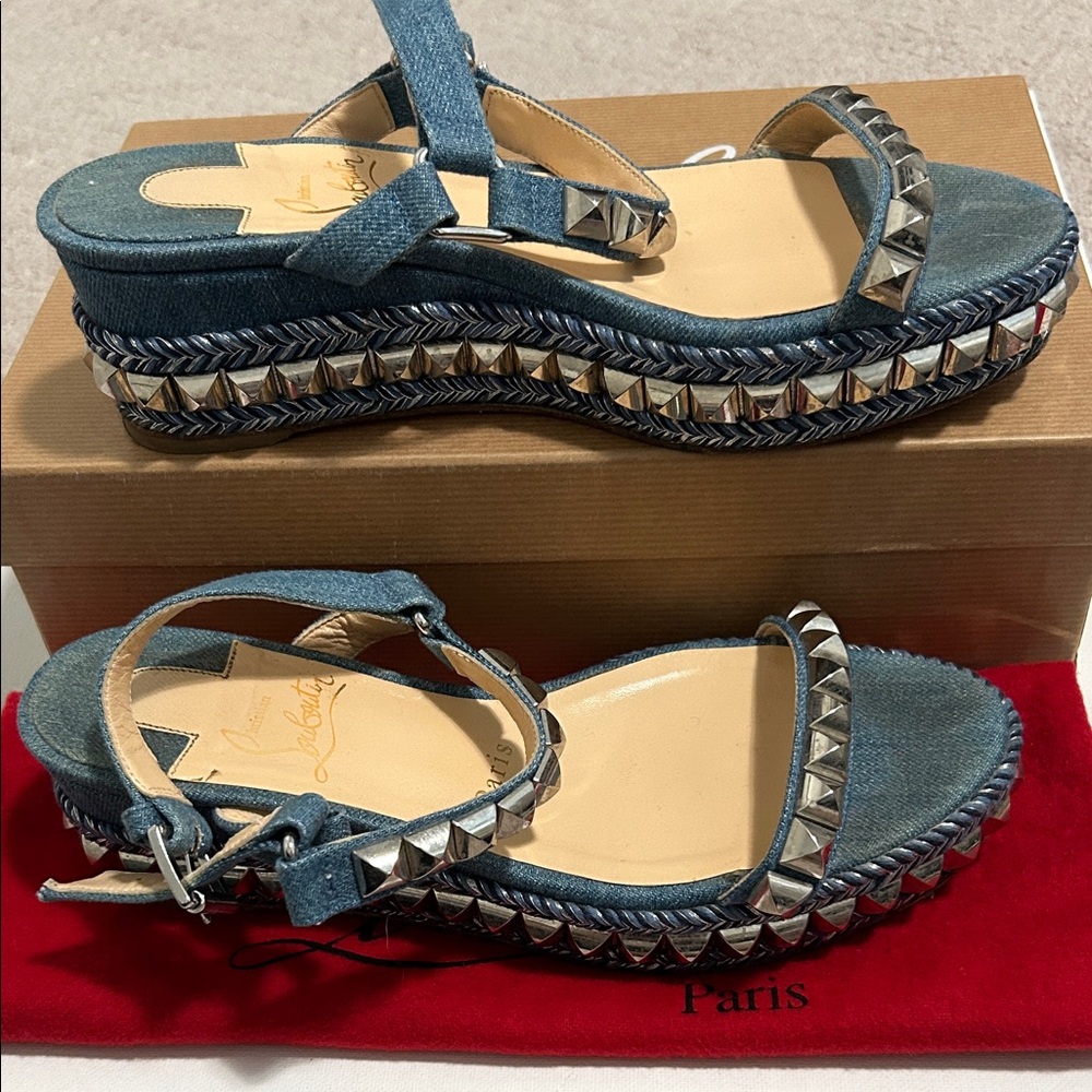 Christian Louboutin Denim Studded Espadrilles